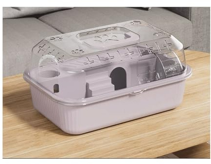Cage for Hamster Portable et Transparente avec Roue de Course et bac à Eau, Habitat for Petits Animaux avec poignée, Transport for Cochon d'Inde et Rat(Lila)