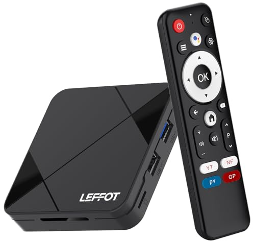 LEFFOT Android 14.0 TV Box 2025, 2GB RAM 16GB ROM, RK3518 4K Ultra HD Android Box, Home Streaming Device for TV with Voice Control, 2.4G & 5G WiFi 6, BT 5.4, USB 3.0, Rockchip RK3518 Quad-core A53