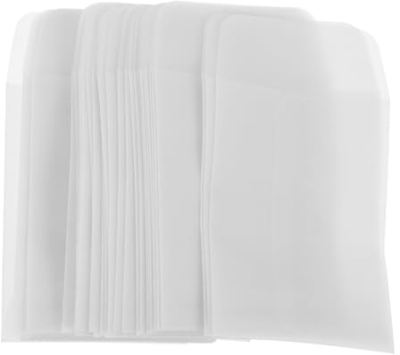 Healeved Lot de 50 Mini-Enveloppes Transparentes en Papier Sulfurisé 55 X 95 CM pour Pochettes D’Étiquettes Pièces de Monnaie et Mini-Cartes Adaptées aux Collections L’Emballage