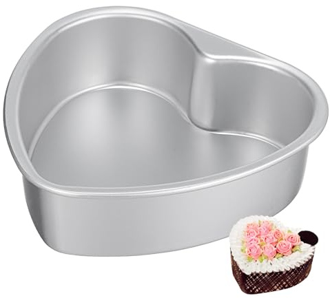 Toyvian Stampo per Torta a Forma di Cuore in Alluminio Anodizzato 21 CM con Fondo Rimovibile e Finitura Antiaderente, Tortiera per Mini Cheesecake e Dessert per Feste e Matrimoni