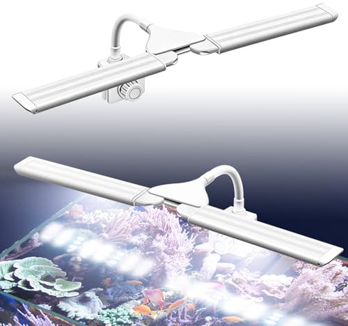 SPORWAY Akvariumbelysning: 4 W akvariebelysning med vitt och blått ljus, LED vattenväxtlampa ultratunn akvarium belysning lampa växttillväxtlampa för akvarier