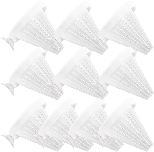 FRCOLOR 10pcs Aquarium Tank Cone Feeder with Suction Cup, Red Worm Feeding Cone for Fish Tank, Sturdy Plastic Fish Feeder Suitable for Freshwater and Saltwater Aquatic Pets Random Color