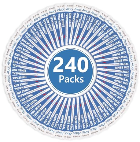 Alaoo Sal Nasal,240 PCS Suero Fisiologico para Alivio Congestión Nasal y Limpieza Nasal, Limpiador Nasal Niños y Adulto para Enjuague Nasal, Lavado Nariz, Alivio Conductos Nasal