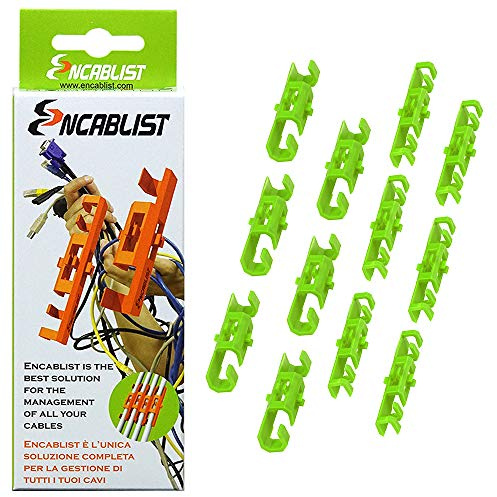 Encablist Accessoire universel pour gérer et organiser tous les câbles de TV, PC, ordinateur portable, appareils ménagers de maison et bureau Boîte 12 pièces Fabriqué en Italie