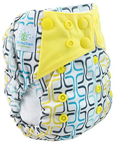 Blümchen All-in-One bambù OneSize Pannolino di Stoffa con bottoni a pressione (3,5-15kg) design geometrico mattone/laterizio