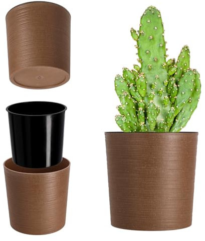 KADAX Pot de Fleurs Marron 30 cm – en Plastique et Copeaux de Bois Recyclés pour Une Décoration Rustique et Authentique, Idéal pour l'Intérieur ou l'Extérieur