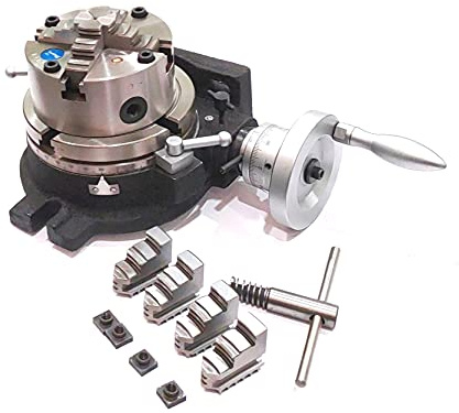 Horizontal Vertical HV6 Rotary Table 6 Inch/ 150 mm With 125 mm 4 jaws self centering chuck with reversible set of Jaws