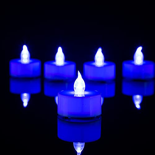 simile Tea Lights 24 Pack No Flameless LED Tea Lights Candles Battery Powered Fake Candles 100 Hours for Wedding Party Holidays Home Decoration Outdoor (Blue 24Pack)