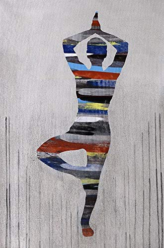 Feeling at home LEINWANDDRUCK im SCHATTENFUGENRAHMEN Yoga-Pose Peter Christopher - Abstrakt vertikale Kunstbilder im Holzrahmen cm_83_X_54