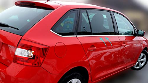 Chrom-Fensterlisten gültig für Skoda Rapid Spaceback | NH1 | 2013-2019 (8 Stück) verchromte Abdeckungen für Fensterrahmen, Chrom-Fensterleisten