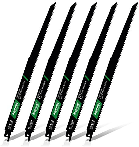 5x Bayerwald Werkzeuge Säbelsägeblatt Länge - 300 mm | Schnittlänge - 280 mm | für Weichholz/Konstruktionsholz/Brennholz | Grober, schneller Schnitt