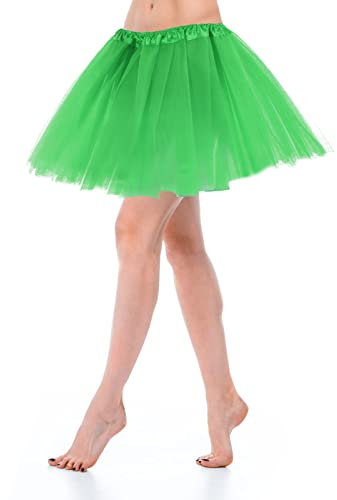 Yolev Tüllrock Damen Tüllkleid für Mädchen Tutu Dirndl Damen Kurz Klassisch Elastisch 3 Lagig Tüll Grün Kurzer Ballett 80er Rock Tanzkleidung Ballettkleidung Tütü Damen Dance Dress Up Party