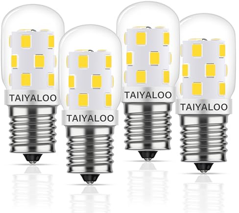TAIYALOO E17 LED Bulb Dimmable Microwave Light Bulb 40W Incandescent Replacement for Over Stove Appliance,Refrigerator,Range Hood,120V 3W 380LM,Daylight White 6000K,E17 Intermediate Base,Pack of 4