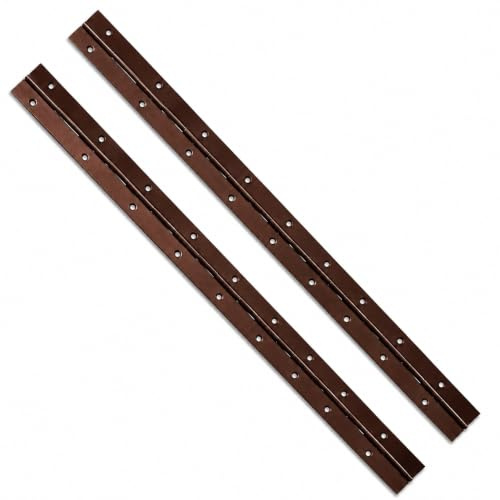 Continuous Piano Hinge Steel Metal Strap Iron for Cabinet Door DIY 1 Meter (2, Brown)