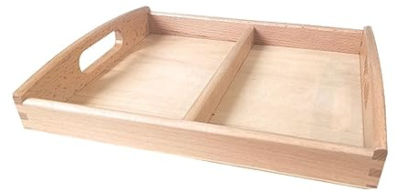 Luwecf Bandeja Montessori de Clasificación, Pequeña, Rectangular de Madera para Desarrollo Educativo (24,5 x 20 x 3 cm)