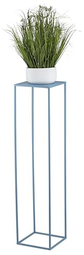 HowHomely Blumenständer Metall Blau 100 cm Hoch - Solider und Robuster Blumenhocker Metall - Pflanzenständer für die Dekoration in Wohnzimmer Schlafzimmer oder Büro