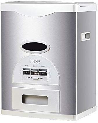 Cereal Container, Stainless Steel Rice Dispenser, Food Storage Container for Beans and Rice or Cereals, Moisture-Proof Rice Storage Bin for Keep Food Fresh, Automatic Metering