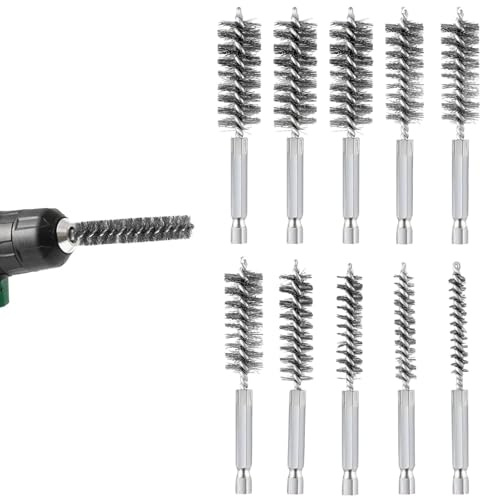 10 Stück Drahtbürste Bohrmaschine,Drahtbürste für Bohrmaschine,Verschiedene Größen Zylinder-Drahtbürste, Zylinder Drahtbürste,Zylinderbürste für Bohrmaschine Polier Schleifen Entrosten Entgraten.