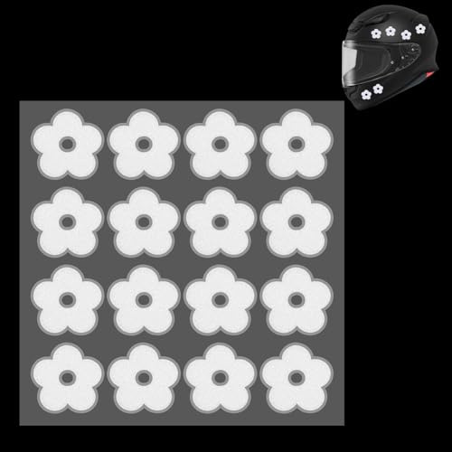 PH PandaHall 6 Blatt Reflektierender Aufkleber Mit Weißer Blumen Dekorative Reflektierende Aufkleber Motorradhelm Aufkleber Wasserdichter Vinyl Klebeaufkleber Für Laptop Telefon Helm Dekoration