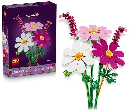 LEGO Botanicals Kosmeen - Künstlicher Blumenstrauß mit 3 Kosmeen & 2 Lampenputzergras Stielen - DIY Kunstblumen Kinderzimmer Deko - Geburtstagsgeschenk für Mädchen ab 9 Jahren & Erwachsene - 11514