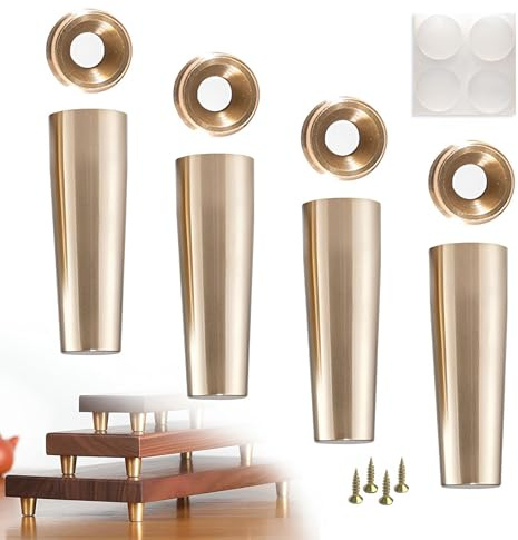 WATAOW Solid Brass Furniture Legs | 4 Pcs Tapered Support Feet | Multiple Sizes 1-3 | Fits Tea Tray, Display Base, Storage Rack | Luxury Metal Replacement Legs(5cm/2in)