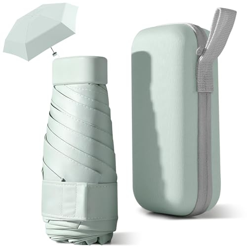 HCQC Mini Regenschirm mit UV-Schutz – Kompakter Taschenschirm für Rucksack & Handtasche, Tragbar für Männer und Frauen (Fruchtgrün)