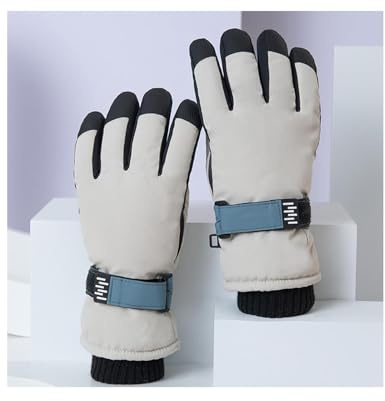 NJDQFA Kinder Handschuhe Winter, wasserdicht Winterhandschuhe, Skihandschuhe für 11-15 Jungen, Warme Touchscreen, Für Schule/Pendeln bei Regen oder Schnee,Beige,One Size