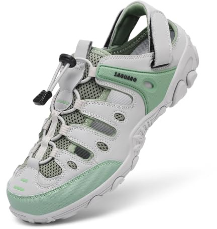 SAGUARO Uomo Sandali da Trekking con Punta Chiusa Estate Donna Scarpe da Esterno Traspirante Antiscivolo Sandali Sportivi Verde Chiaro 44 EU