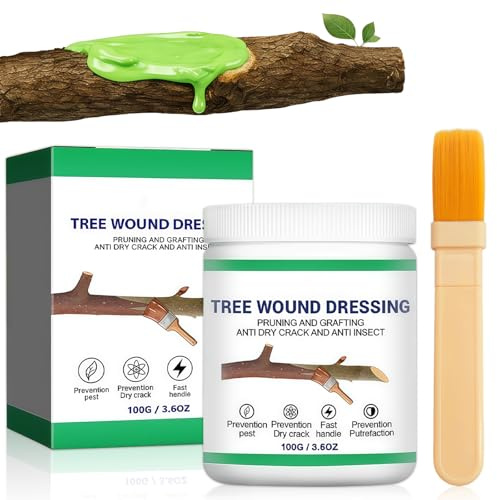 Flintronic 100g Tree Wound Sealer with Brush, Professional Pruning Sealant & Grafting Wax for Bonsai, Shrubs & Trees, Fast Healing & Anti-Crack Formula