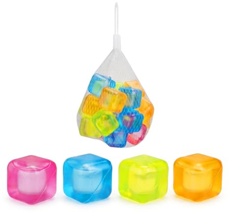 Lizzy Reusable Ice Cubes Pack of 20 | Reusable Plastic Ice Cubes for Drinks, Whisky, Cocktails, Juice, Wine & Soft Drinks | Food Safe Drink Chilling Cubes in Assorted Colours, No Dilution