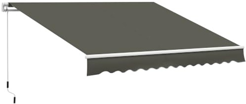 Outsunny Toldo Manual Retráctil 350x250 cm Ángulo Ajustable Gris | Toldo Exterior Terraza, Estructura de Aluminio, Brazo Articulado, Montaje a Pared, Anti-UV e Impermeable, para Jardín