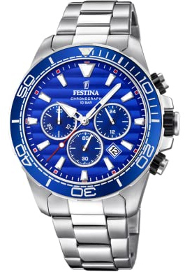 Festina herrkronograf kvarts klocka med rostfritt stål armband F20361/2, silver, silver, Armband