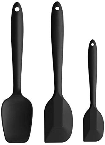 iNeibo Espátulas de Cocina Paletas de Cocina Silicona Lengua de Cocina Resistente al Alto Calor Juego de 3 piezas | Negro