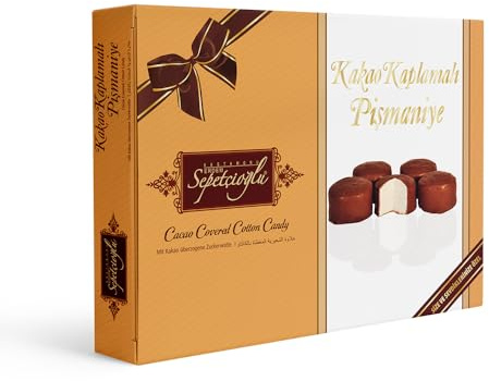 Sepetcioglu Turkish Cotton Candy, Chocolate Covered Pismaniye Sweet (280 gr) - Traditional Floss Halva, Tel Pismaniye, Authentic Middle Eastern Candy, Anatolian Turkish Sweets, Gourmet, Energy