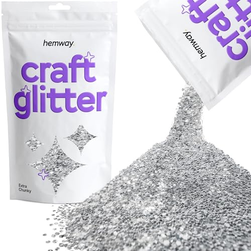 Hemway Craft Glitter 100g 3,5 Unzen Extra-Chunky 1/24 0,040 1 mm (Silber)