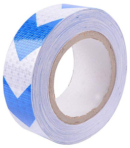 Reemky Sicherheit Reflektierende Warnblinker Pfeil Band Reflektor Aufkleber Blau und Weiß Länge Optional 2 x 9.8ft(5CMx3M)