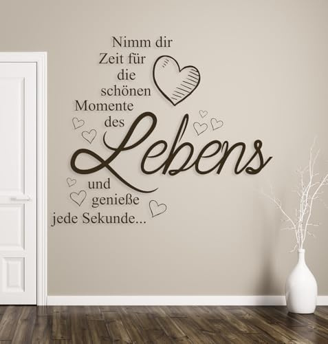 tjapalo® a51 Wandtattoo nimm dir Zeit für die schönen Momente wandtattoo wohnzimmer spruch zitate Wandsticker Flur und Diele wanddeko Wohnzimmer modern, Farbe: hellbraun, Größe: H70xB58cm