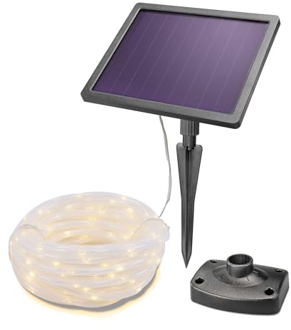 Esotec Solar LED Lichtschlauch 200 pro, 10m, 200 LEDs warmweiß, Zuleitung 2m, LiFePo4 Akku, Solarmodul, Erdspieß, Außenlichterkette, Weihnachtsbeleuchtung, Hochzeitsdeko, Treppenlicht außen, 102572