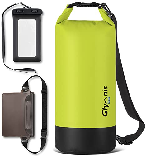 Glymnis Dry Bag wasserdichte Tasche 5L/10L/20L Wasserdichter Packsack | mit Bauchtasche und Tragegurt Waterproof für Wassersport Strand Schwimmen Bootfahren Reisen Camping
