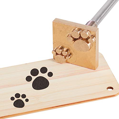 OLYCRAFT Wood Branding Eisen BBQ Heat Stamp Mit Messingkopf Und Holzgriff Für Holz, Leder Und Die Meisten Kunststoffe - Hundepfote