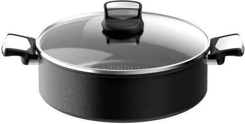 Tefal Unlimited On Sauteuse 28 cm, Résiste aux rayures, Revêtement antiadhésif, Thermo-Signal™, Cuire à l'étouffée, braiser, mijoter, Couvercle verre, Fabriqué en France, Tous feux induction G2597283