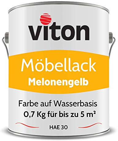 Viton Möbellack - 0,7 Kg - Seidenmatt Gelb - Möbelfarbe auf Wasserbasis - RAL 1028 Melonengelb