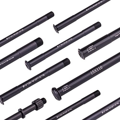 LvTu MTB 12mm 15mm Perno Passante Albero della Bici da Strada di Montagna Spiedini Mozzo Anteriore Posteriore ASSE Ruota Albero Mozzo 15x100 12x142 12x100 12x148 15x110 (Size : 128L*M12(P1.5)*12L)