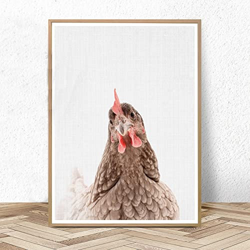 BDHcdfAJGf Huhn Bauernhof Tier Wand Bilder Leinwand Bild Hahn Hen Chook Kindergarten Poster und Kunstdrucke Bilder für Kinderzimmer Wohnkultur 40 x 60 cm ungerahmt