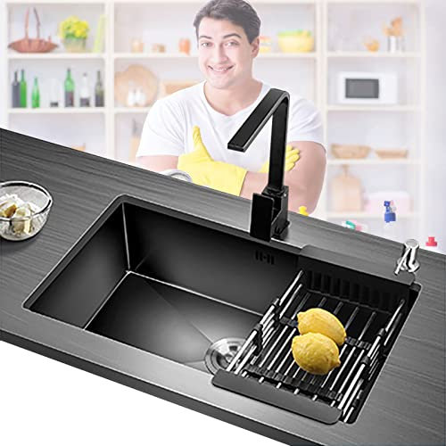 SRHWBF Fregadero de Montaje Fregaderos de Cocina de un Solo Tazón de Acero Inoxidable Fregadero de Cocina Fregadero de Cocina con Protector de Fregadero Estación (C 4)