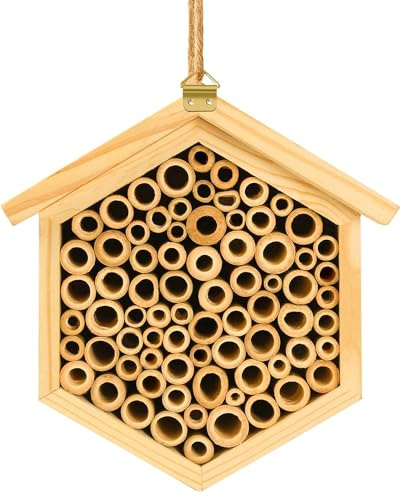 vensovo Mason Bee House - Natural Bamboo Bee Habitat Hotel for Carpenter, Pollinating, Leaf Cutter Bees