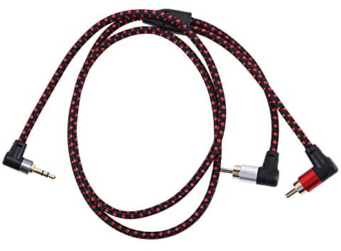 GOURIDE 90 gradi 3,5 mm maschio a 2 RCA maschio cavo ad angolo retto stereo AUX Y Splitter cavo microfono spina per computer portatile 1 m