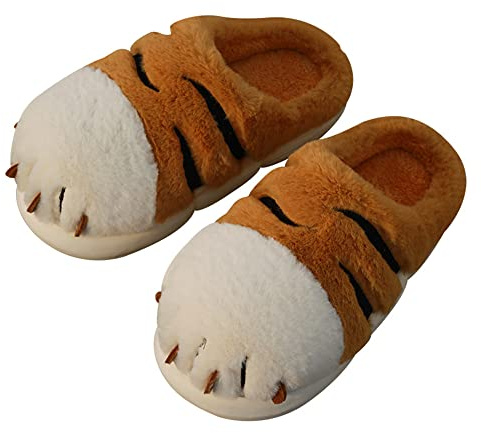 LANFIRE Zapatillas de cerdo Pantuflas de algodón dinosaurio Zapatillas de animales Zapatillas calientes de felpa Zapatillas de mujer Zapatillas de invierno (Orange, numeric_38)