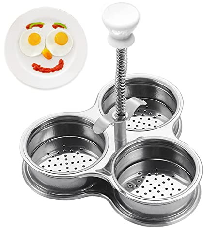 Egg Poacher Poached Egg Maker Stainless Steel Egg Poaching Cups Steamer Egg Cooker with 3 Cups Egg Poacher Pan for Breakfast Cooking Tool