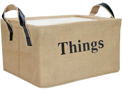 Belle Vous Cesto Portaoggetti - Cestino per il Bucato - Cestino da Bagno in Iuta - Contenitore Intrecciato con Maniglie - Portaoggetti Bagno o Soggiorno - Cesto Pieghevole